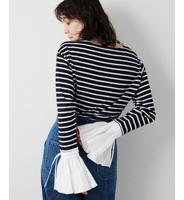 THE PAUSE「【THE PAUSE】フレアカフスボーダープルオーバー」|Tシャツ・カットソー|