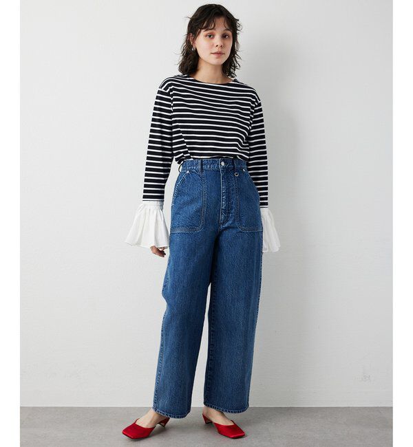 THE PAUSE「【THE PAUSE】フレアカフスボーダープルオーバー」|Tシャツ・カットソー|