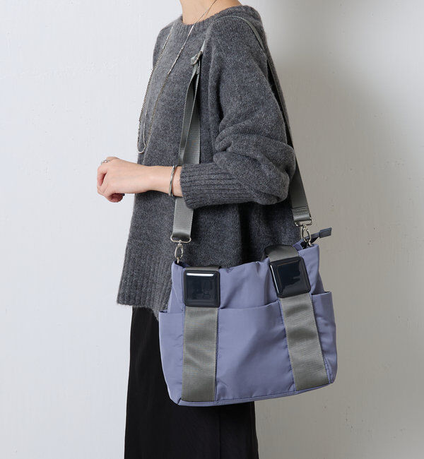  「【ポケット７個/ショルダー付/A4対応】スクエア樹脂パーツトートバッグ M」|トートバッグ|