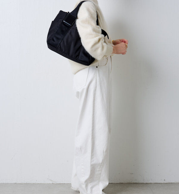  「【ポケット７個/ショルダー付/A4対応】スクエア樹脂パーツトートバッグ M」|トートバッグ|