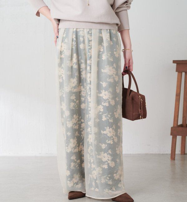  「シアーレイヤードフラワー柄パンツ」|チノ|