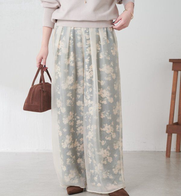  「シアーレイヤードフラワー柄パンツ」|チノ|