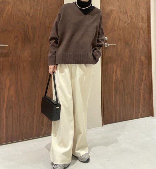  「【美シルエット】【手洗い可】タックワイドパンツ２」|チノ|