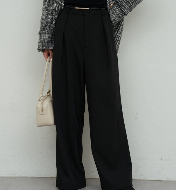  「【美シルエット】【手洗い可】タックワイドパンツ２」|チノ|