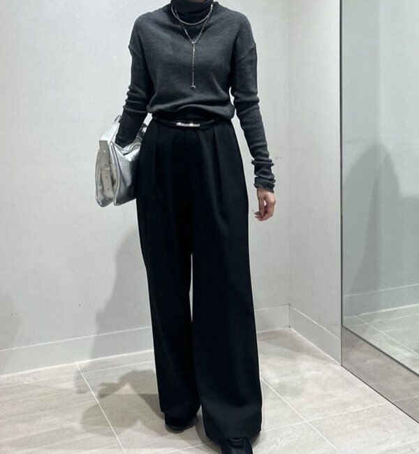  「【美シルエット】【手洗い可】タックワイドパンツ２」|チノ|