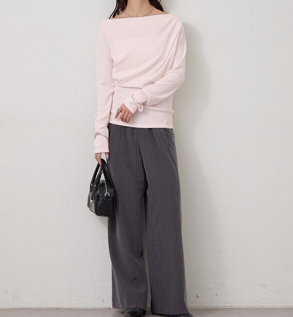  「チャーム付きオフショルリブロングTシャツ」|Tシャツ・カットソー|