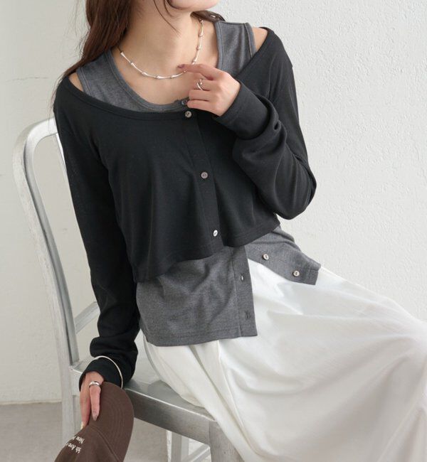  「配色レイヤードロングTシャツ」|Tシャツ・カットソー|ブラック