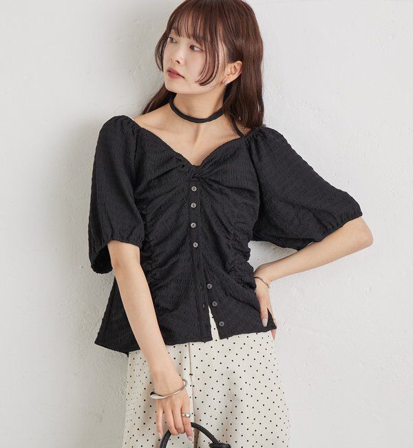  「ハートネックパフブラウス」|シャツ・ブラウス|