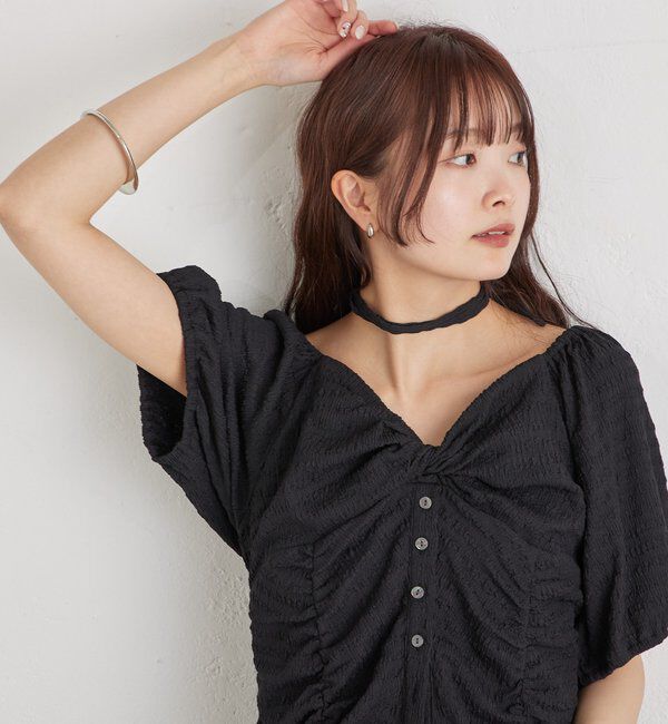  「ハートネックパフブラウス」|シャツ・ブラウス|
