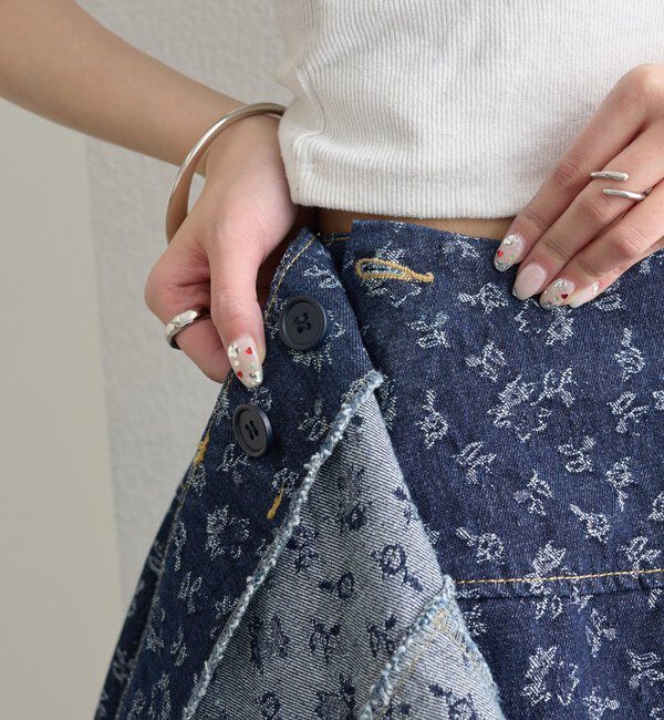  「フラワーデニムラップスカート」|スカート|