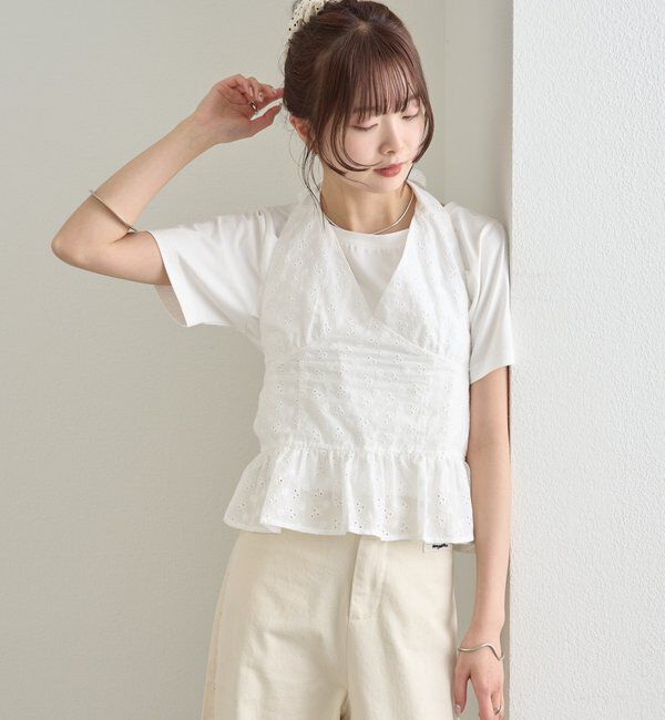  「コットン刺繍ホルターネック」|シャツ・ブラウス|