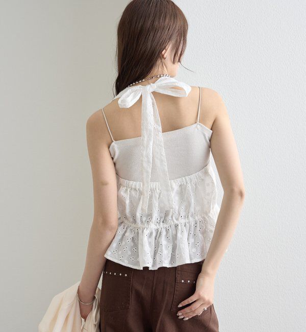  「コットン刺繍ホルターネック」|シャツ・ブラウス|