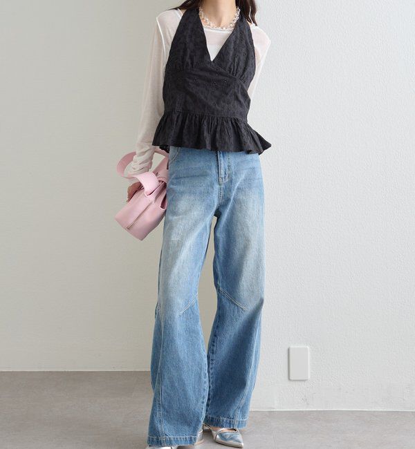  「コットン刺繍ホルターネック」|シャツ・ブラウス|