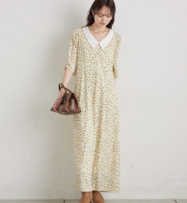  「襟付きフラワーワンピース」|ワンピース|