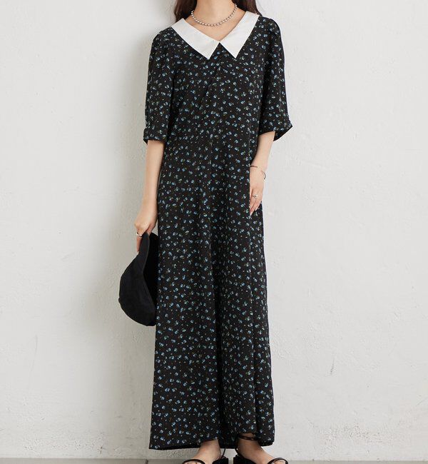  「襟付きフラワーワンピース」|ワンピース|