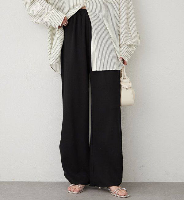  「裾ギャザーリブパンツ」|チノ|ブラック