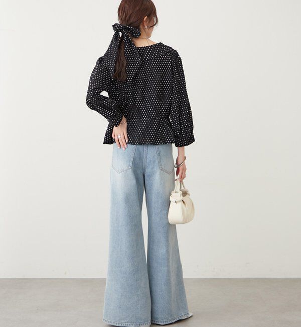  「ボタンスリットフレアデニム」|デニム|