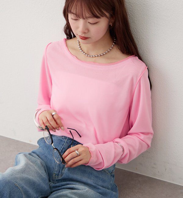  「レイヤードシアーロンT」|Tシャツ・カットソー|ピンク