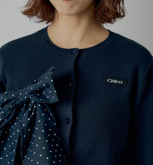  「【セットアップ対応】リボンコンパクトニットカーディガン」|カーディガン|