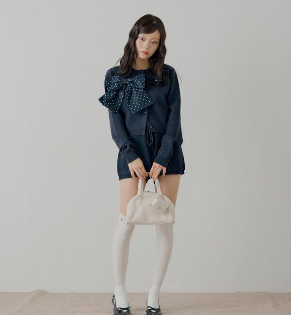  「【セットアップ対応】リボンコンパクトニットカーディガン」|カーディガン|