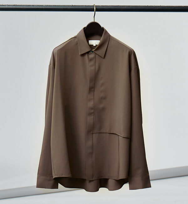 ABAHOUSE「【AH ABAHOUSE / セットアップ対応】トロミ生地 ヨークデザイン 長袖」|シャツ・ブラウス|ブラウン