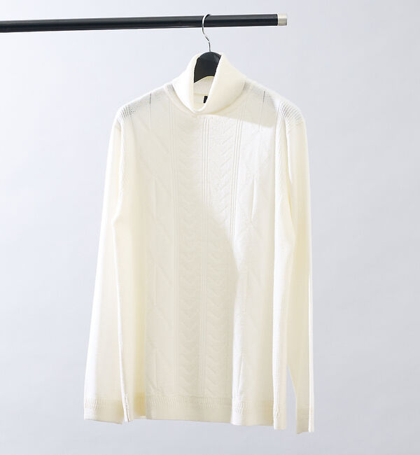 ABAHOUSE「Pure Merino ハイゲージ タートルネックニット / ケーブルニット」|ニット・セーター|