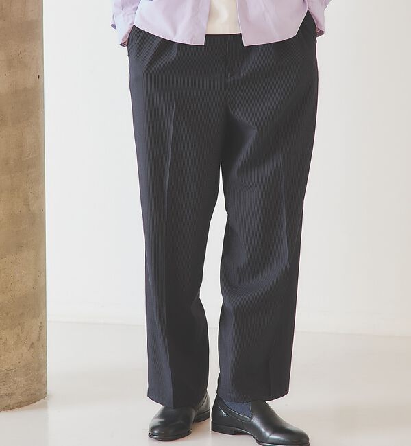 ABAHOUSE「ピンストライプ ワイドストレート イージースラックス / ワイドパンツ【予約】」|その他|