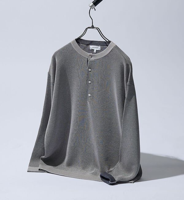 ABAHOUSE「リブニット ヘンリーネック プルオーバー【予約】」|ニット・セーター|グレー