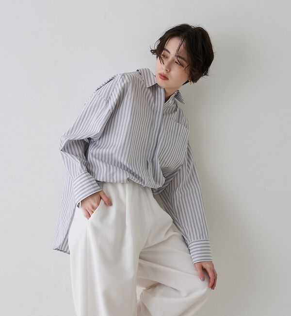 Rouge vif「コットンマルチストライプビッグシャツ」|シャツ・ブラウス|