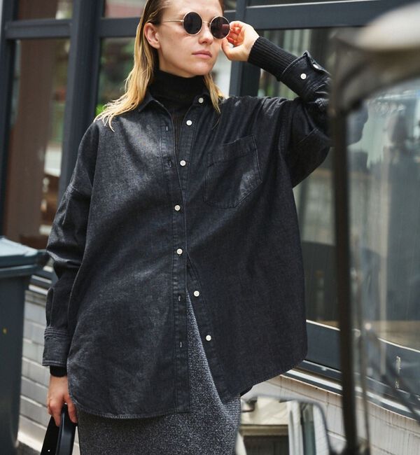 Rouge vif「【2026SS新作】【ロングセラー】NEWオーバーサイズデニムシャツ」|シャツ・ブラウス|