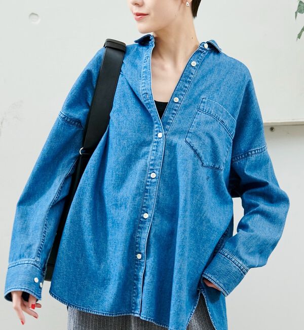 Rouge vif「【2026SS新作】【ロングセラー】NEWオーバーサイズデニムシャツ」|シャツ・ブラウス|
