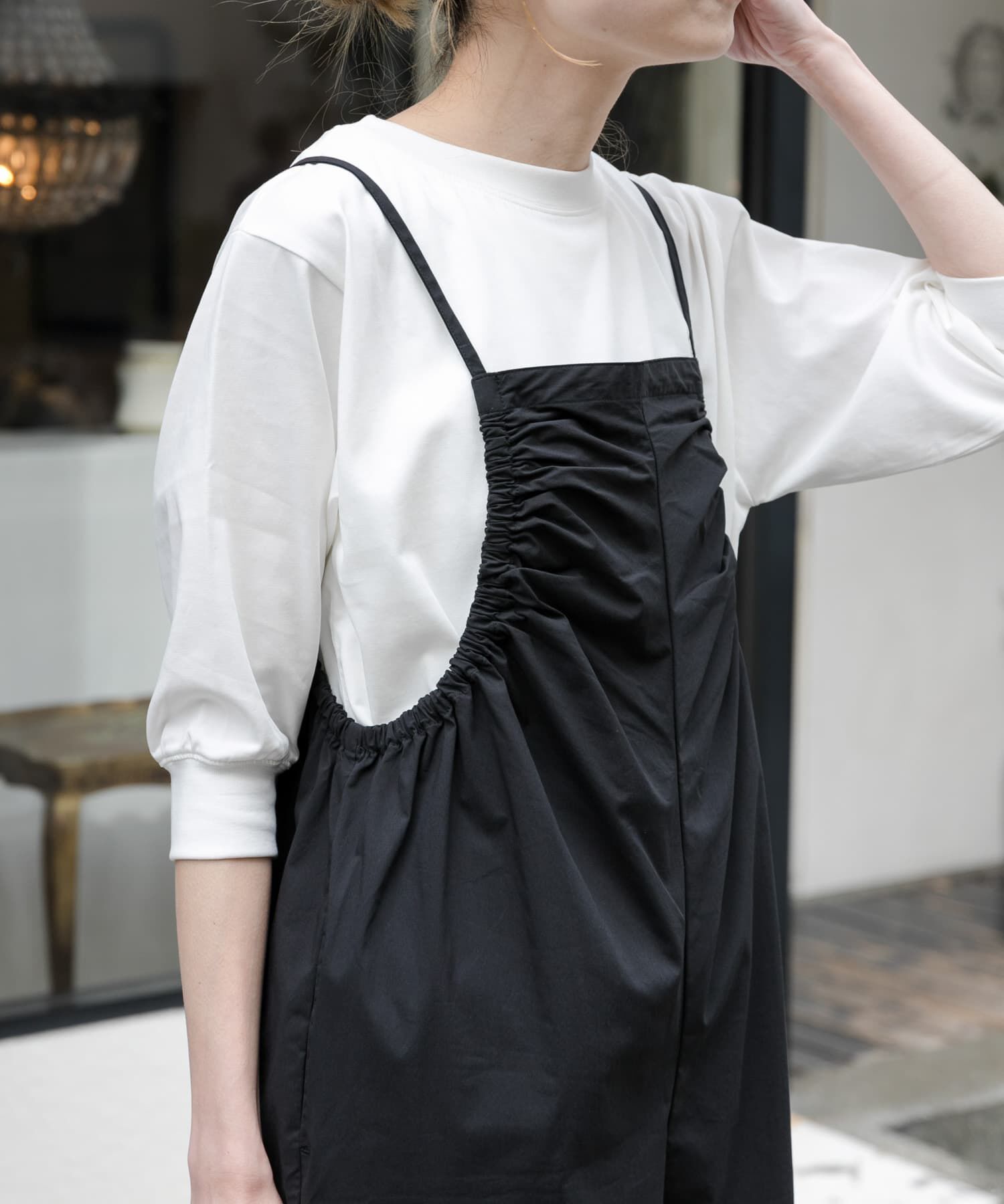 URBAN RESEARCH DOORS「FORK&SPOON　サイドギャザーサロペット」|スカート|