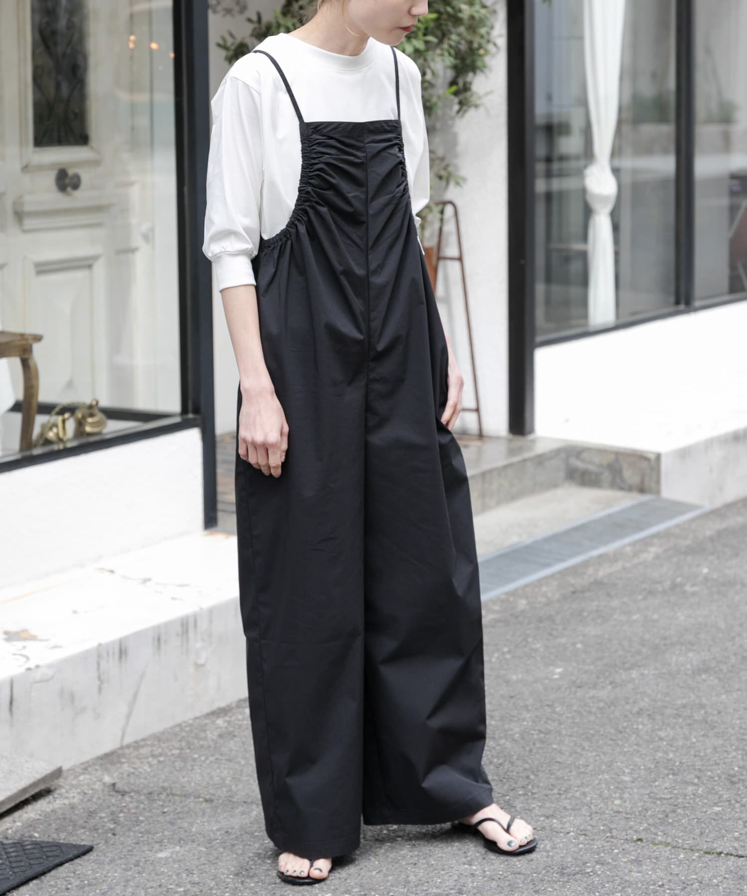 URBAN RESEARCH DOORS「FORK&SPOON　サイドギャザーサロペット」|スカート|