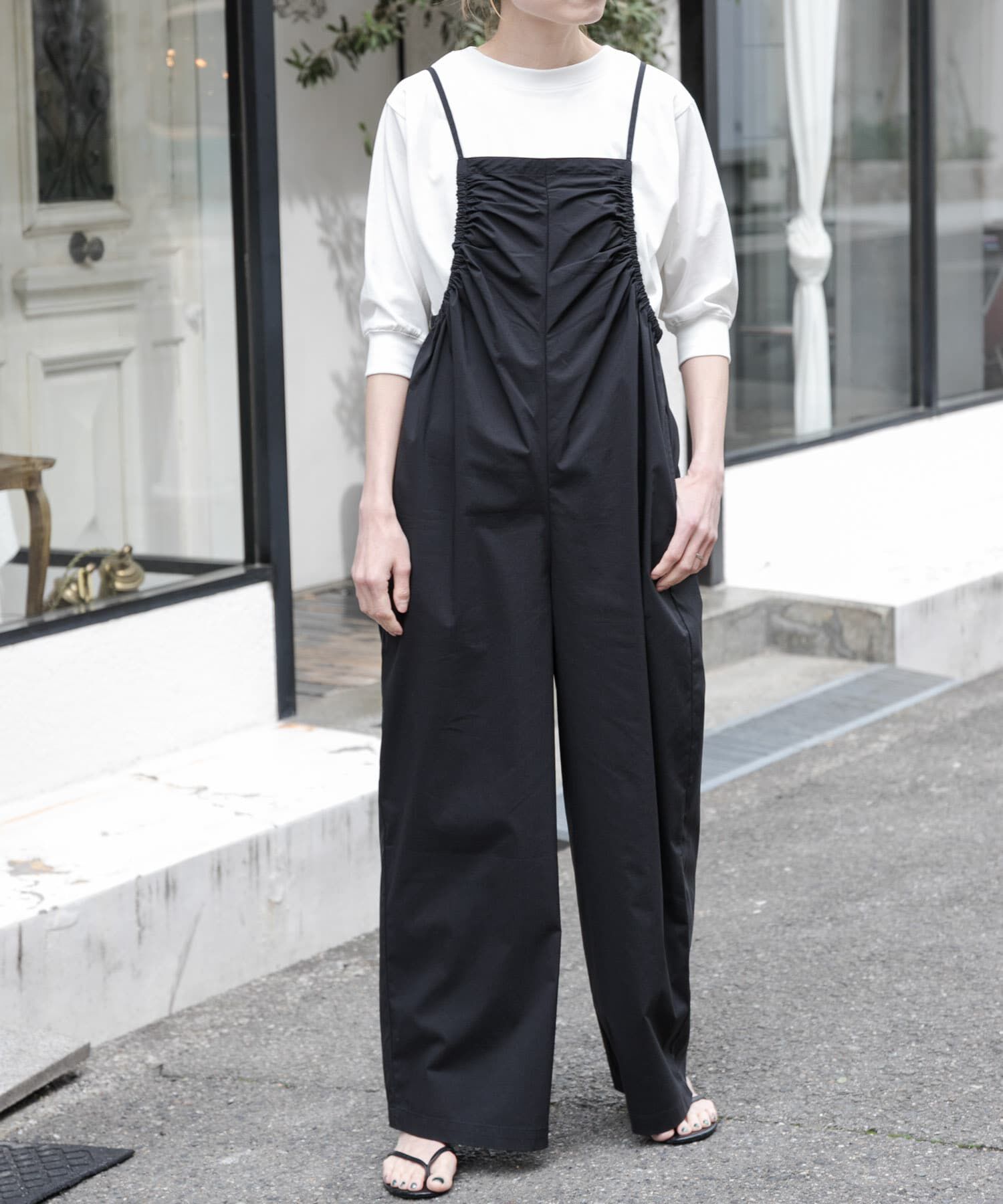 URBAN RESEARCH DOORS「FORK&SPOON　サイドギャザーサロペット」|スカート|