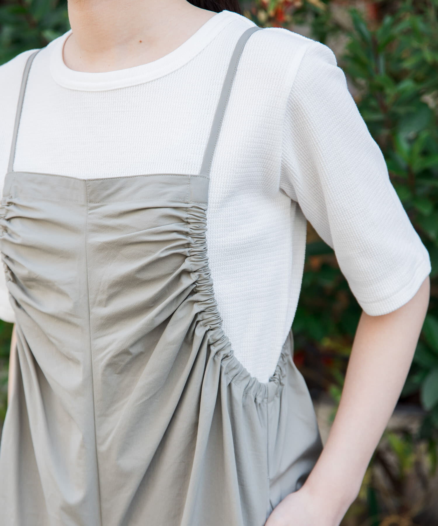 URBAN RESEARCH DOORS「FORK&SPOON　サイドギャザーサロペット」|スカート|