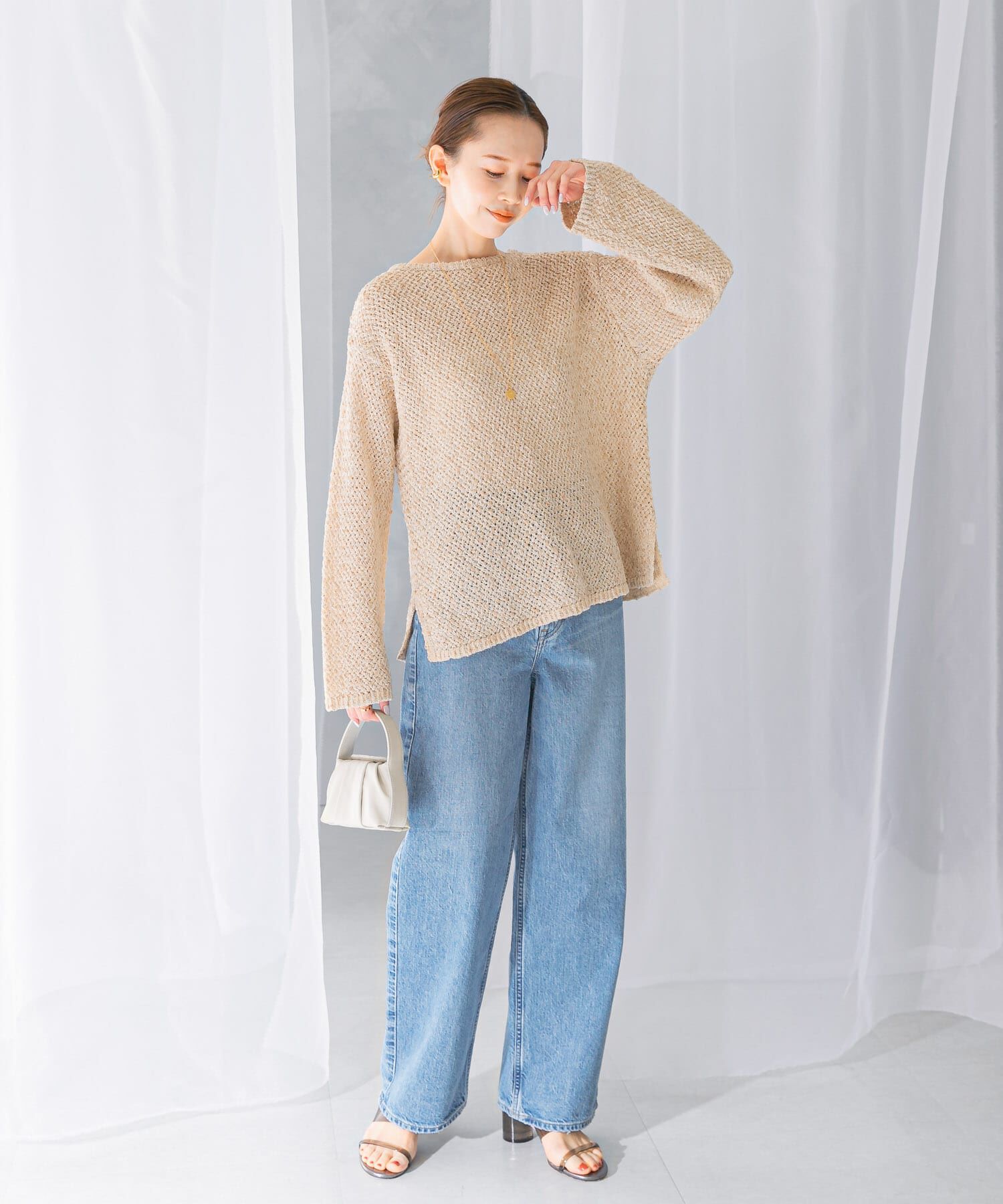 URBAN RESEARCH ROSSO「透かし編みラメニット」|ニット・セーター|