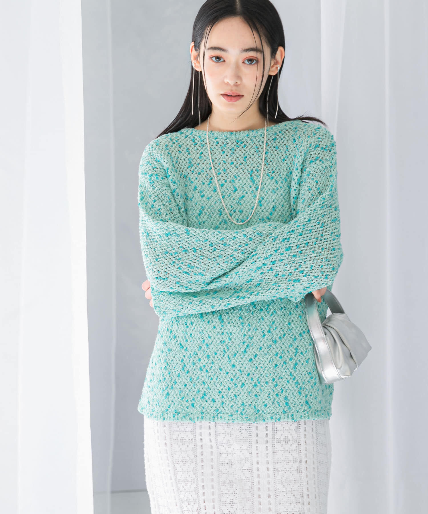 URBAN RESEARCH ROSSO「透かし編みラメニット」|ニット・セーター|