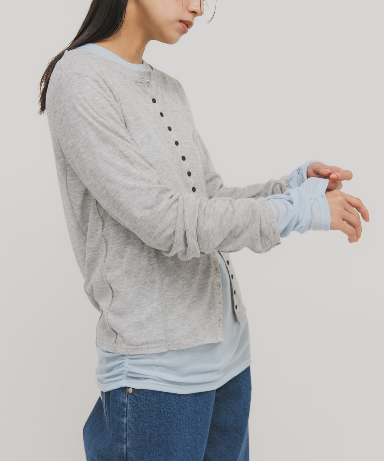  「バイカラーレイヤードカットソー」|Tシャツ・カットソー|