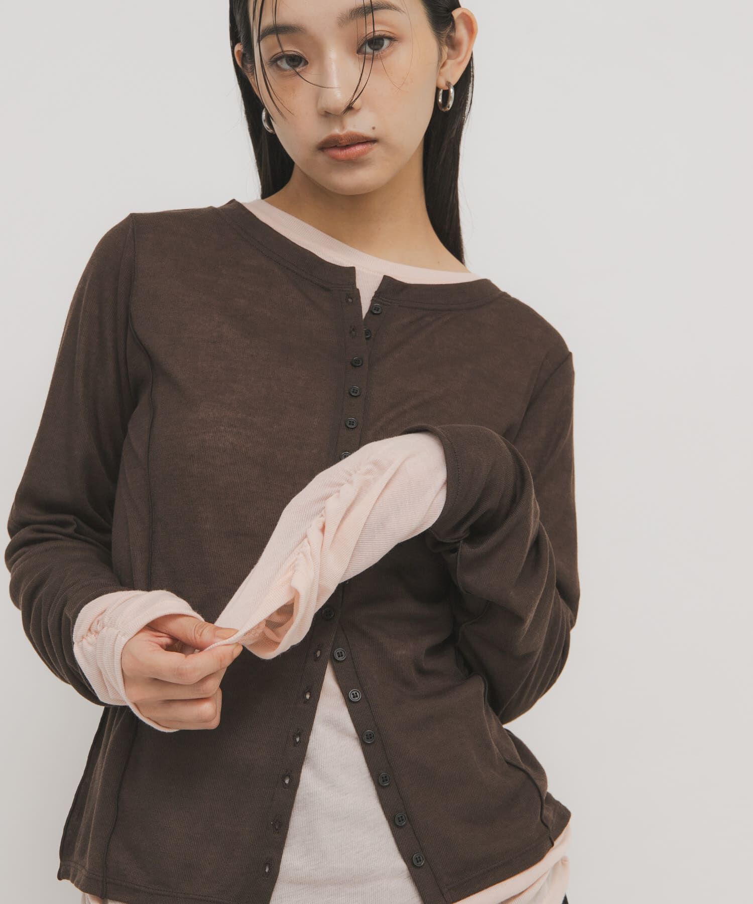  「バイカラーレイヤードカットソー」|Tシャツ・カットソー|