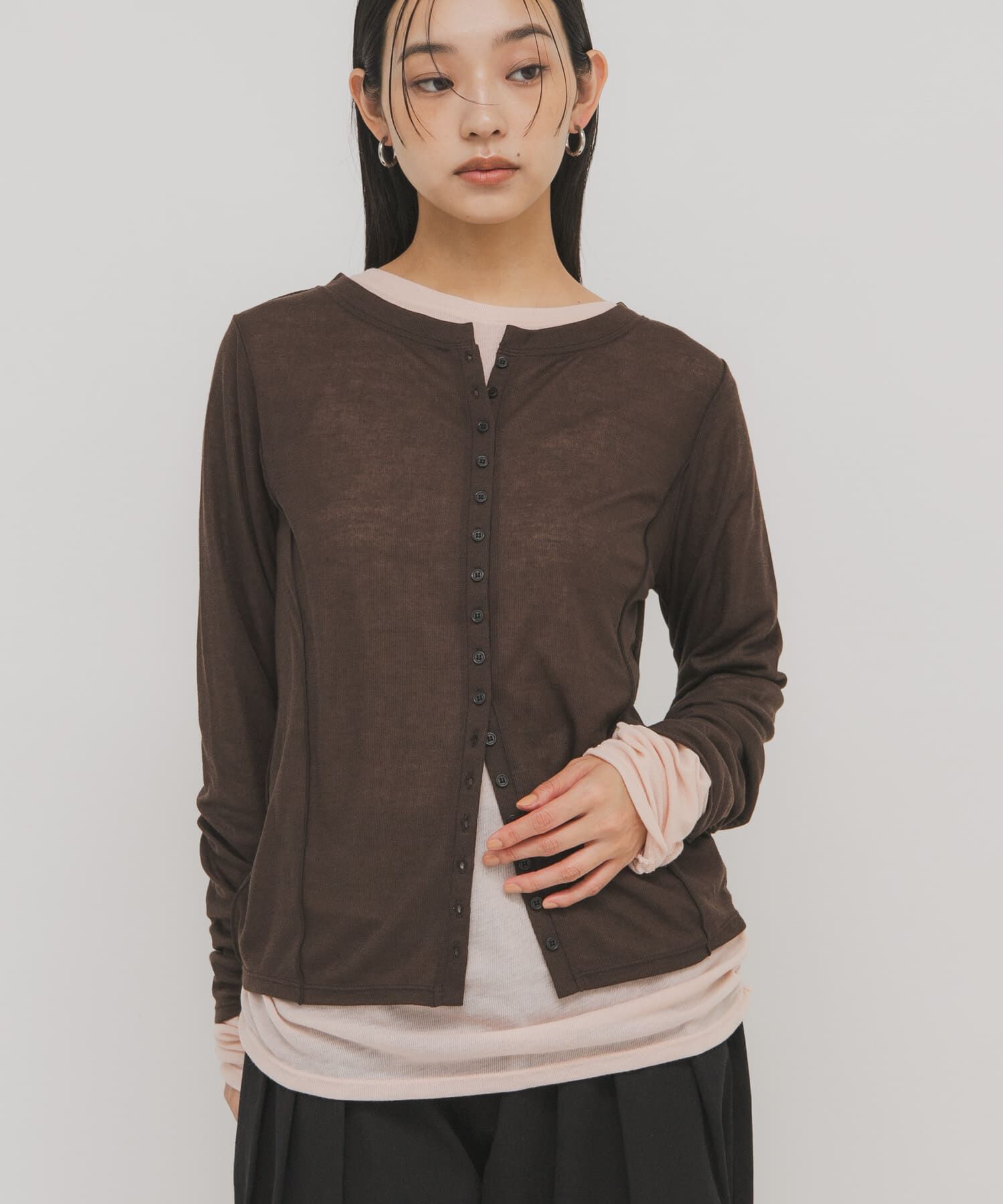  「バイカラーレイヤードカットソー」|Tシャツ・カットソー|