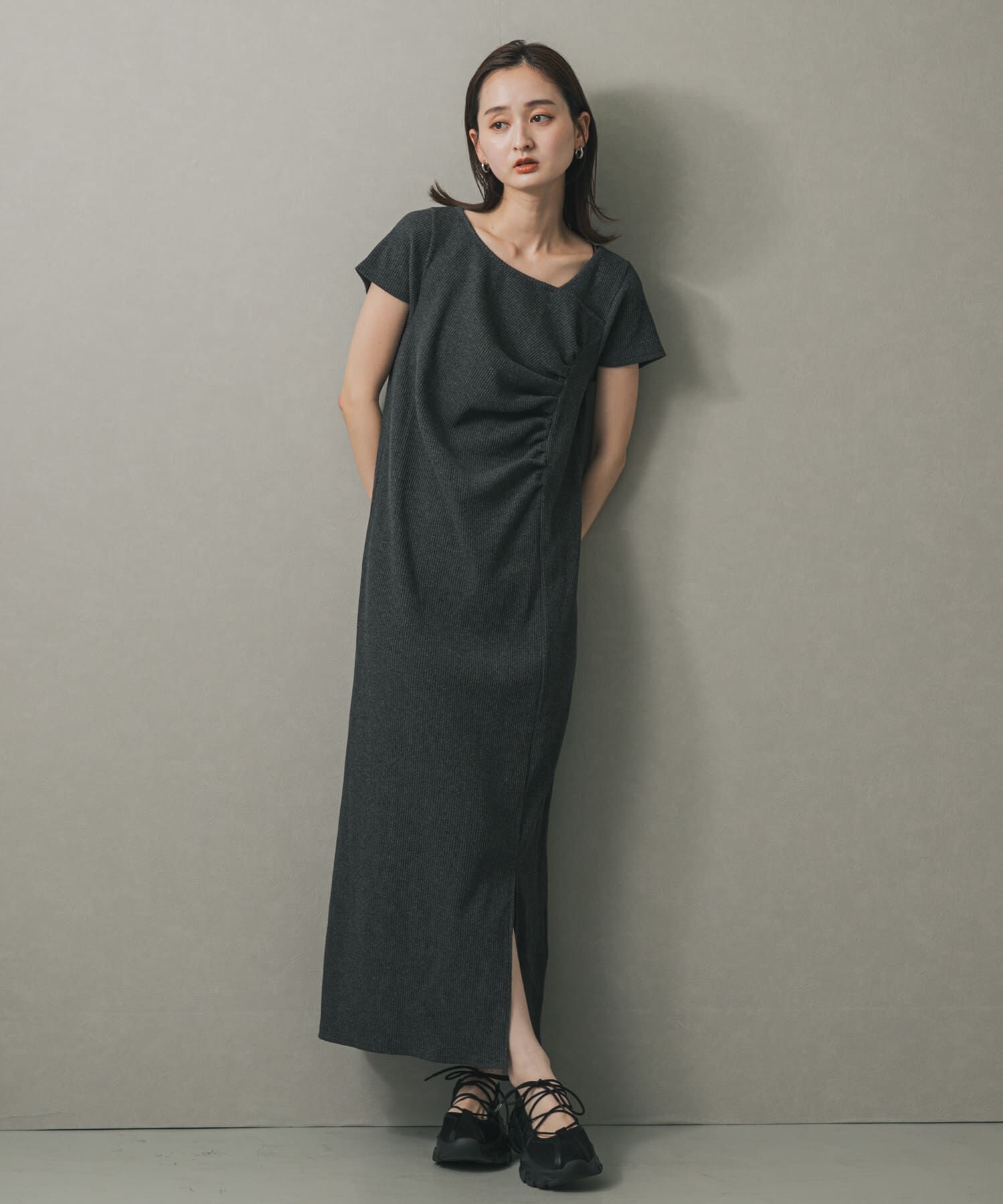 SENSE OF PLACE by URBAN RESEARCH「アシメネックリブワンピース」|ワンピース|