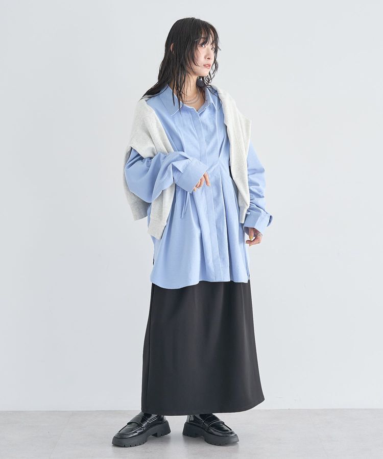 Green Parks「楽ちんリップルIラインスカート」|タイト|