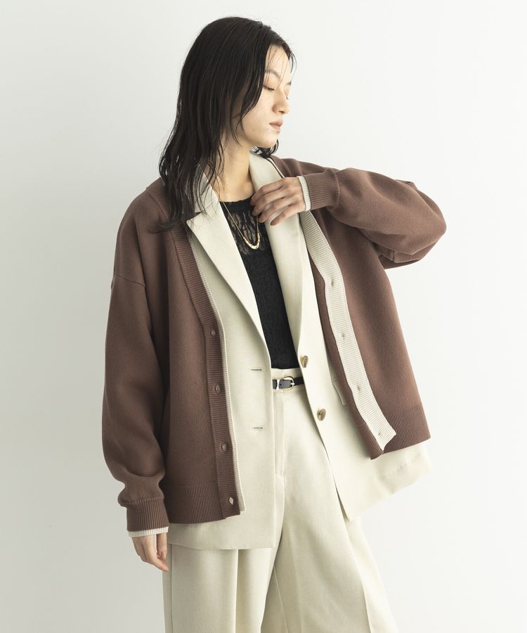 GARAGE OF GOOD CLOTHING「配色リブダブルジャガードカーディガン」|カーディガン|