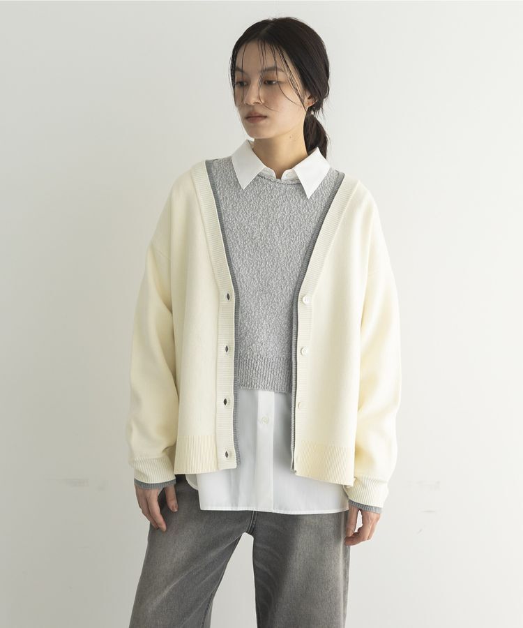 GARAGE OF GOOD CLOTHING「配色リブダブルジャガードカーディガン」|カーディガン|