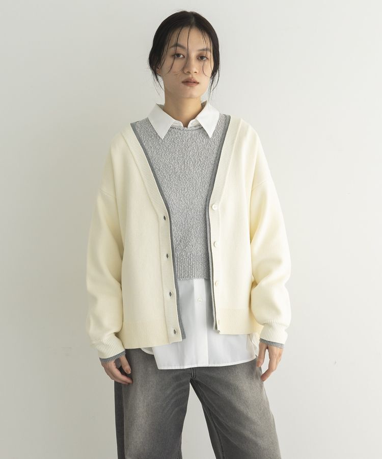 GARAGE OF GOOD CLOTHING「配色リブダブルジャガードカーディガン」|カーディガン|