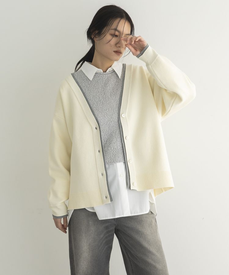 GARAGE OF GOOD CLOTHING「配色リブダブルジャガードカーディガン」|カーディガン|