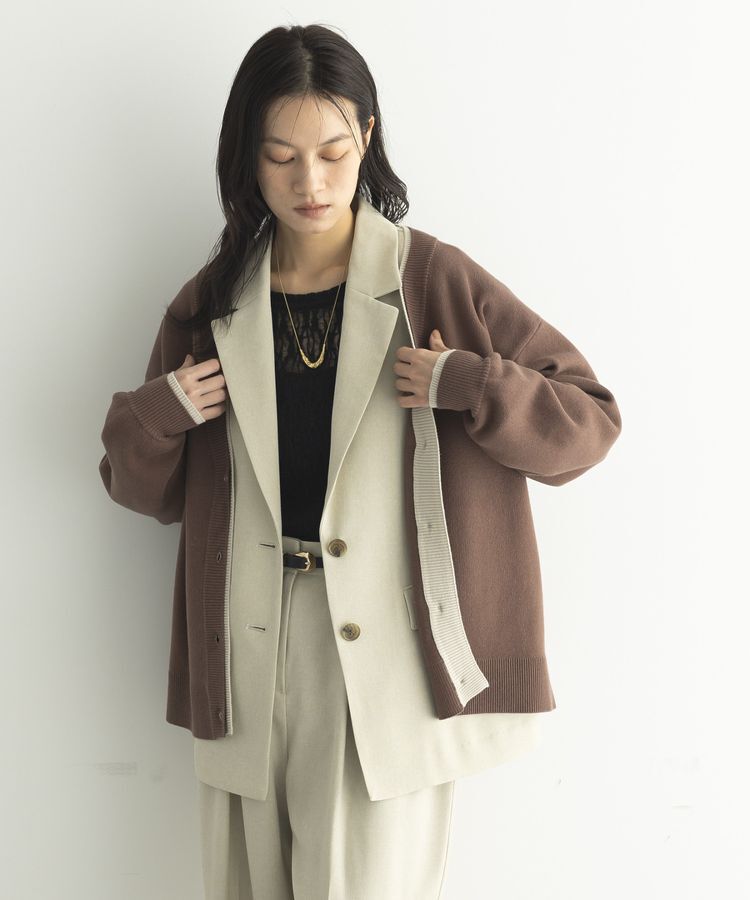 GARAGE OF GOOD CLOTHING「配色リブダブルジャガードカーディガン」|カーディガン|Brown
