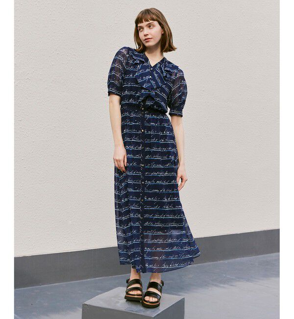 LOULOU WILLOUGHBY「【LOULOU WILLOUGHBY】RATTIレタードボーダーワンピース」|ワンピース|