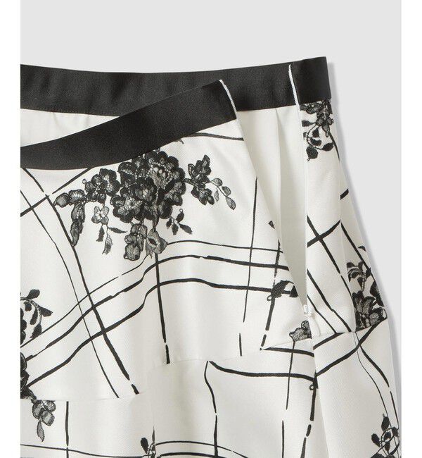 LOULOU WILLOUGHBY「【LOULOU WILLOUGHBY】SILK COフラワーチェックスカート」|フレア|