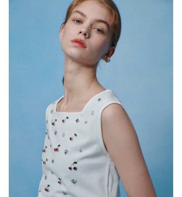 LOULOU WILLOUGHBY「【LOULOU WILLOUGHBY】CHERRYビジュータンク」|ニット・セーター|